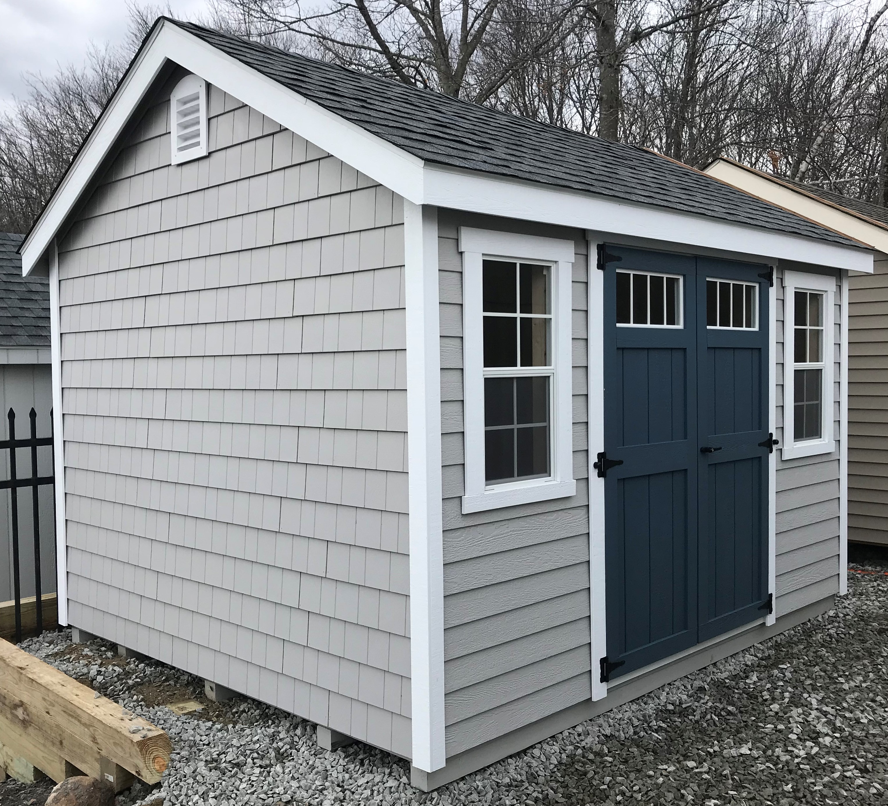 C3 - 10X12 Classic Cape shown in Smartside Painted Clapboard & Smartside Painted Cedar Shake Siding with (2) 18x36'' Windows