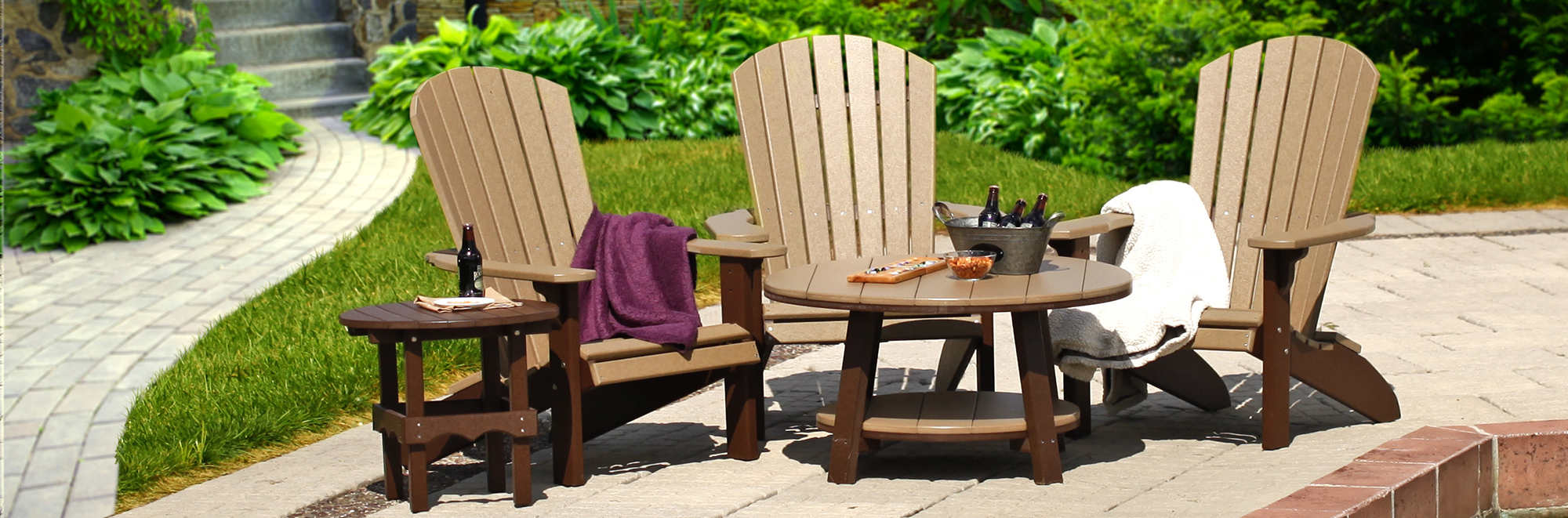 Adirondack chairs with center table