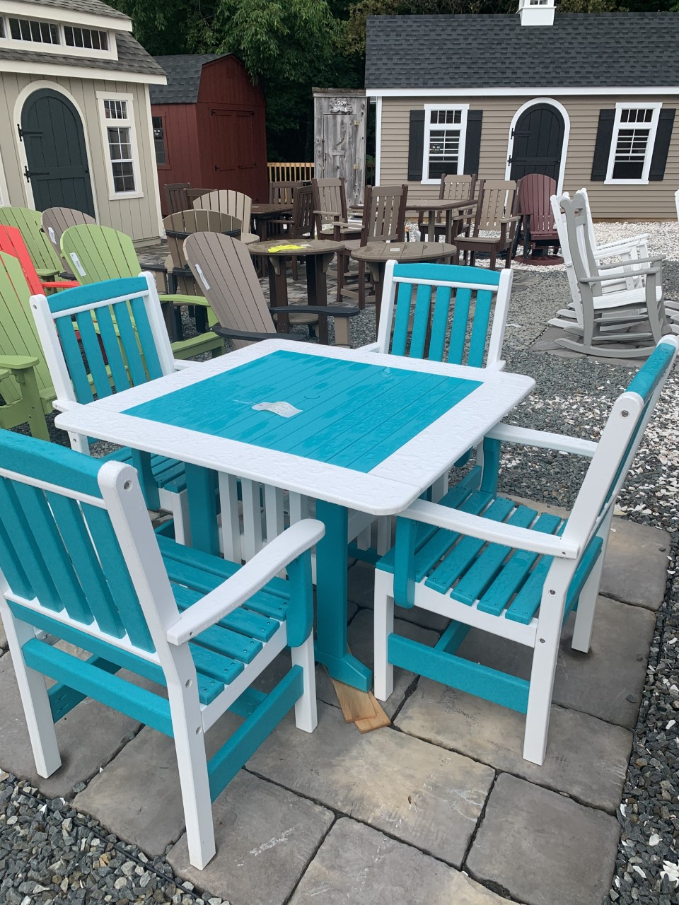 43 inch Square Table Teal & White