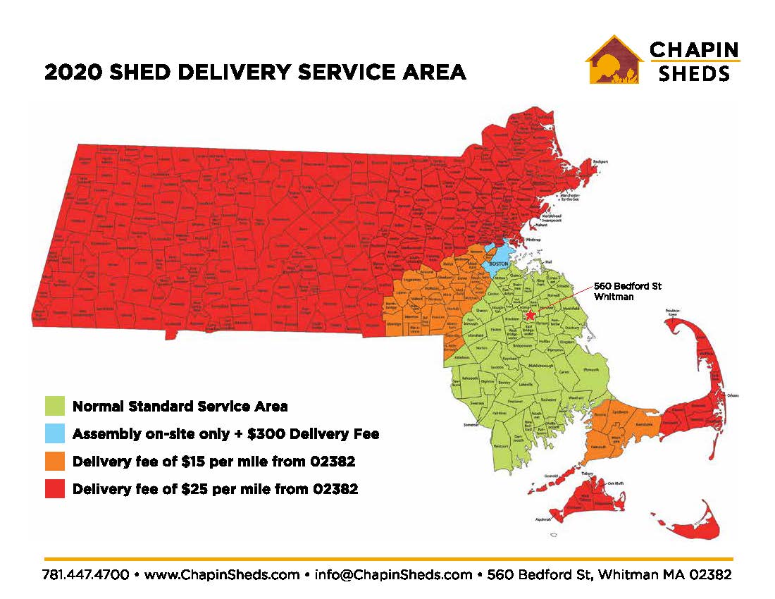 2020 Shed Delivery Service Area Map